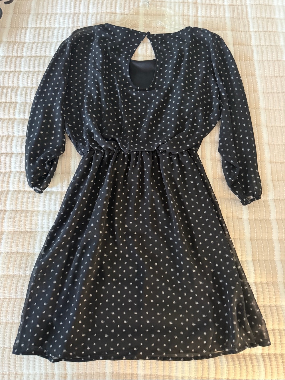 Express Black Polka Dot Long Sleeve Dress